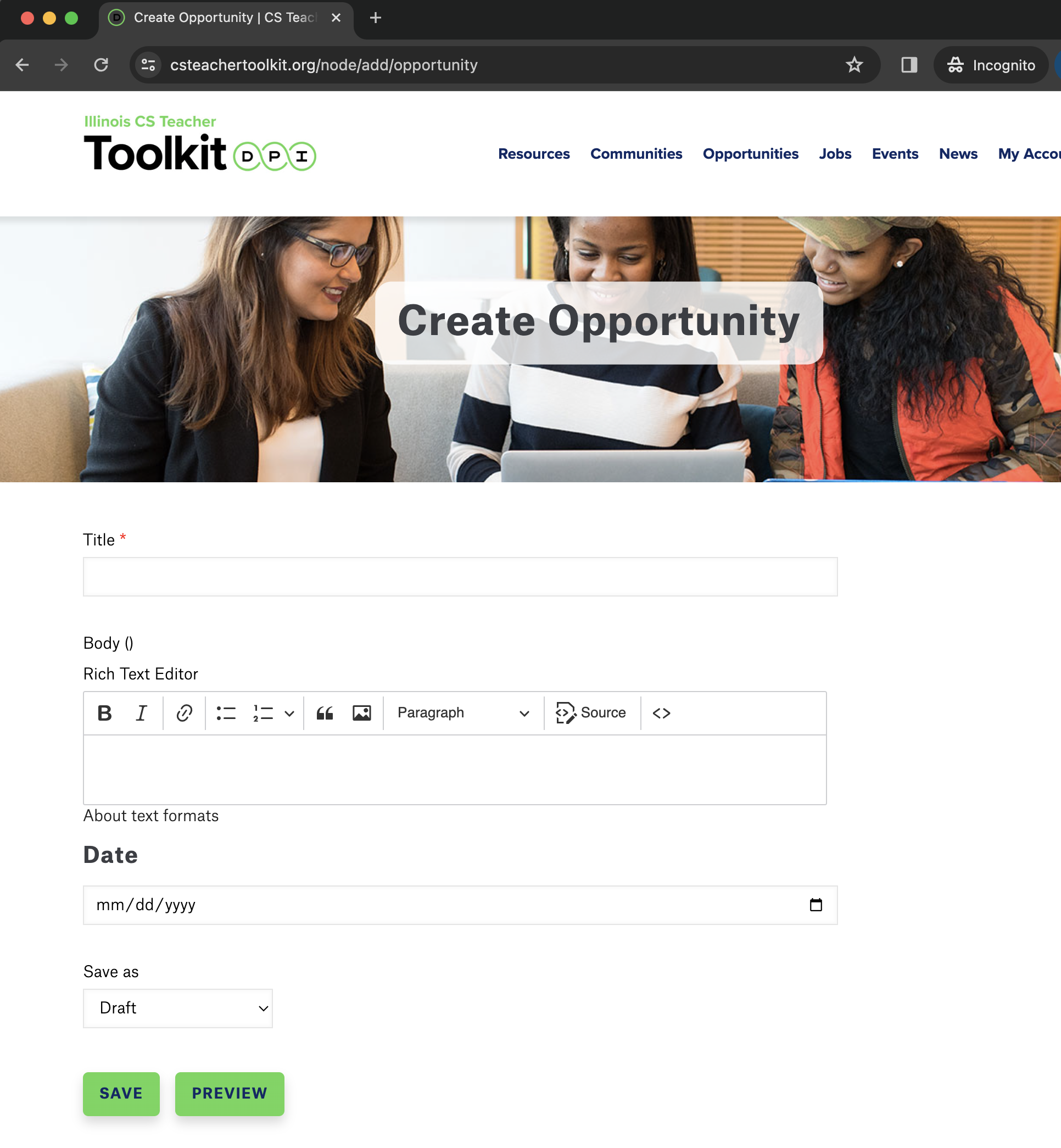 create opportunity screenshot