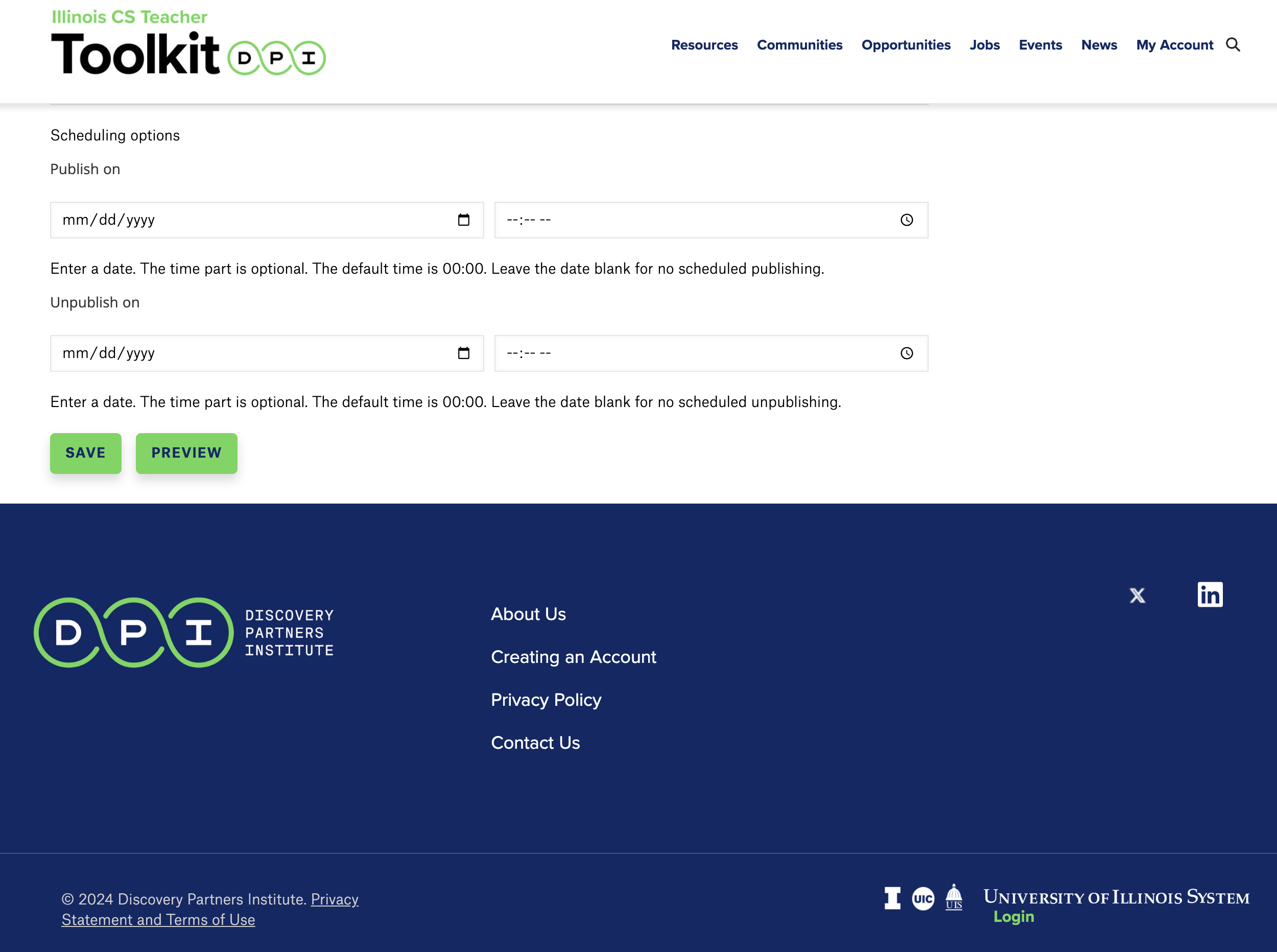 job save button screenshot